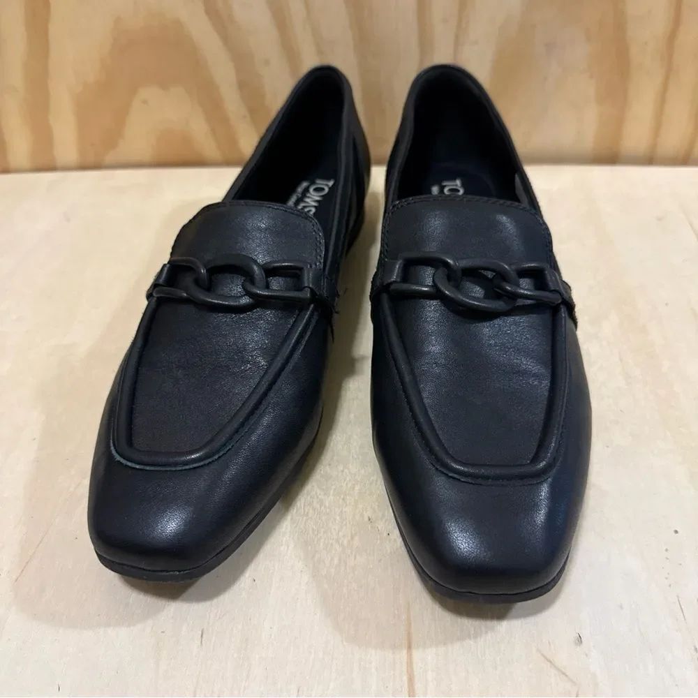 TOMS Lynette Leather Women's Black Loafers Size 12